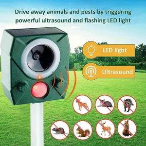 Outdoor Solar Ultrasonic Rodent Repellent, Motion Sensor Gentle Animal Deterrent, Waterproof with Flashing Lights, All-Weather Protection