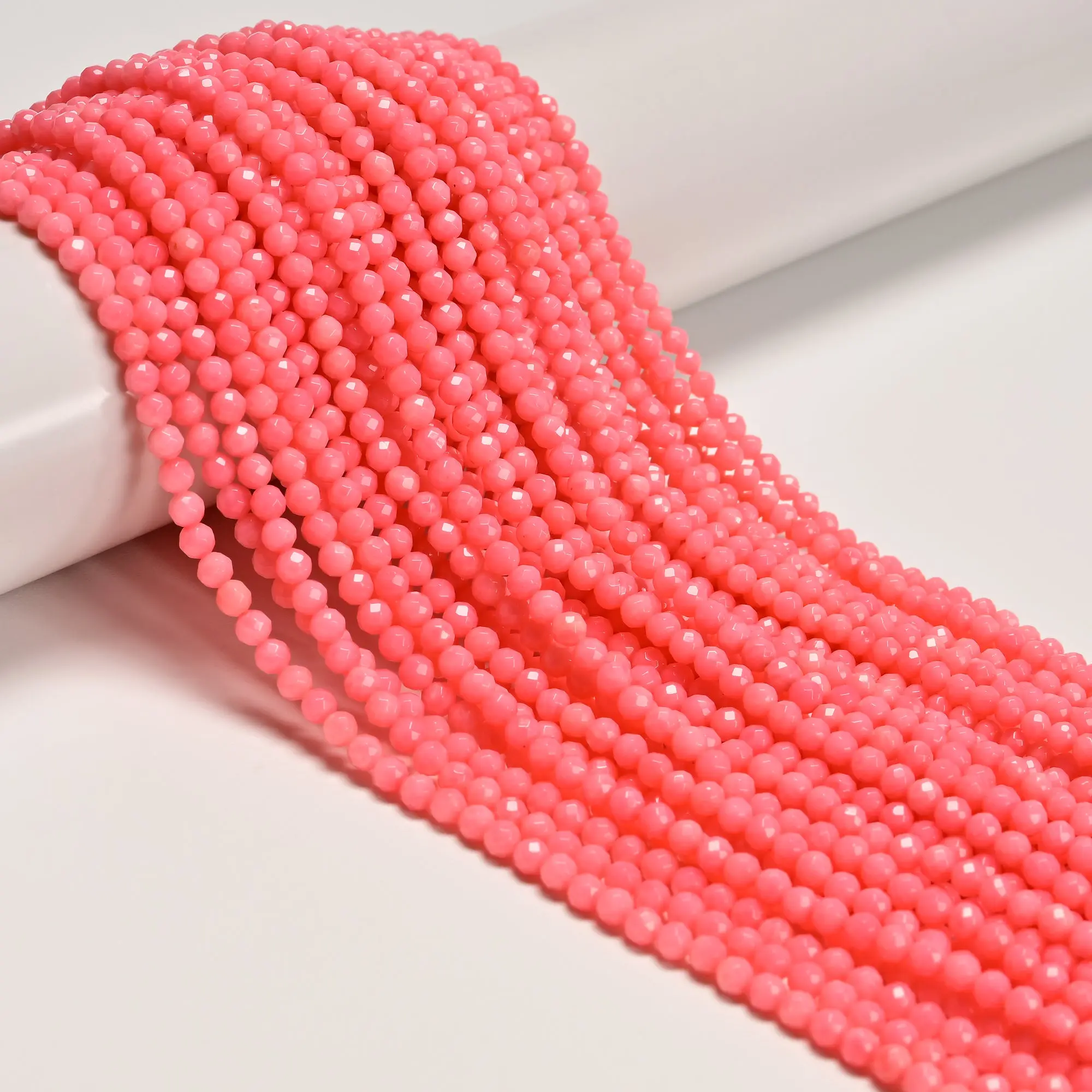 Pink Bamboo Coral Faceted Round Beads Size 2mm 3mm 4mm 15.5'' Strand