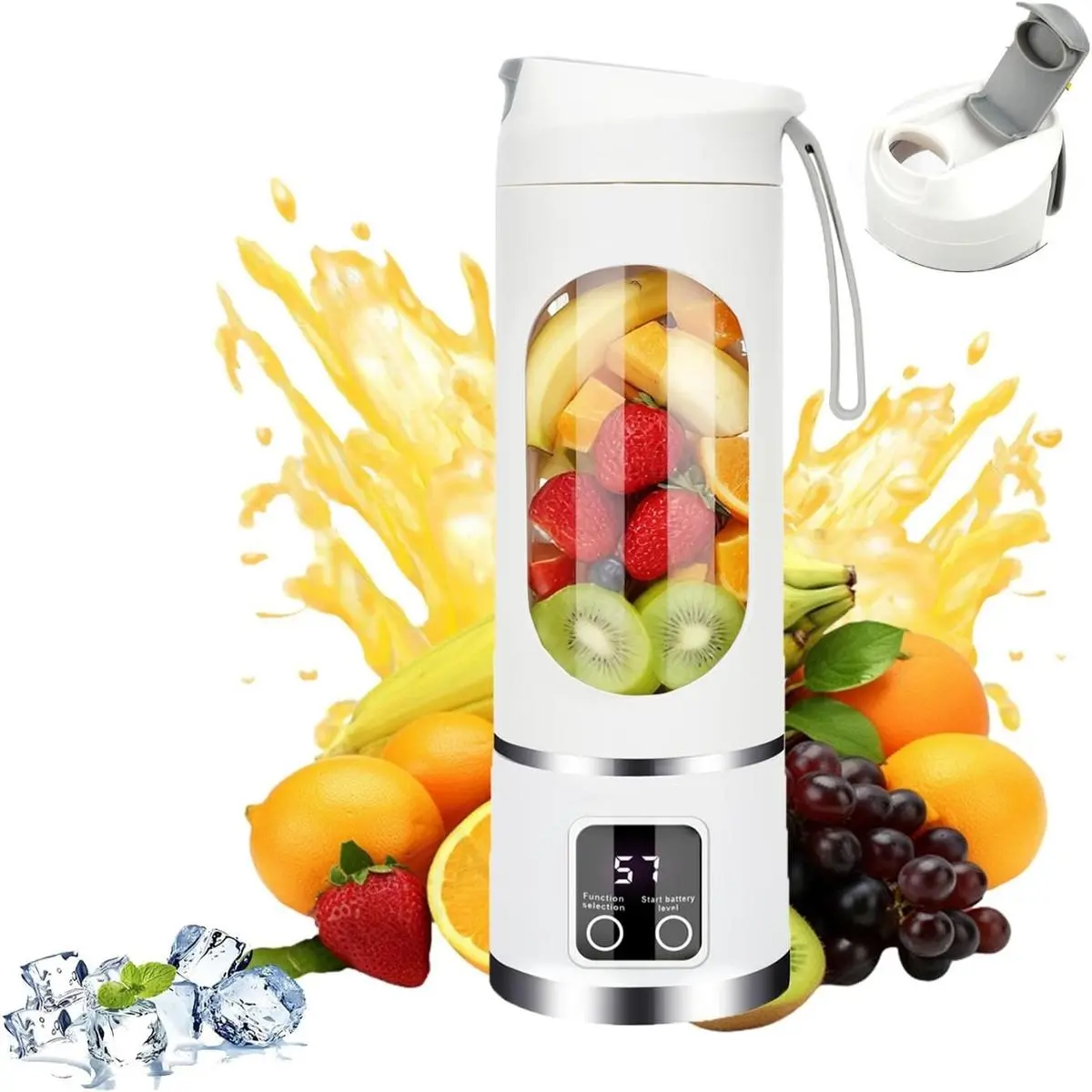 USB Rechargeable Portable Blender - Plastic Multifunctional Juicer Machine with Smart LED Display, Digital Multimode, Leak-Proof Diet-Friendly Design, Ideal for Smoothies, Business Use