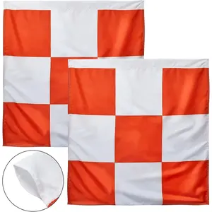 Safety Airport Flag, 36 x 36 Inch, Marking Orange and White Checkered Racing Flags for Safety Warning Marking Airport Construction Vehicles Site Obstacles Bike Truck Camping(4 Pcs)