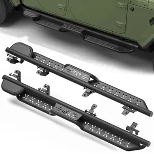 Running Boards Side Steps Fits for 2020-2026 JEEP  GLADIATORJT(4-DOOR), Two-Raised Step, Heavy-Duty Carbon Steel with Textured Black Powder-Coated Finish, 2PCS Non-Slip Nerf Bars