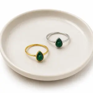 May Birthstone – Emerald Adjustable Sterling Silver Ring
