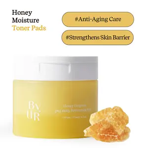 [ByUR] Honey Moisture Toner Pads (70 Count) – Deep Moisturizing Face Pads for Dry Skin, Skin Barrier Repair, Firming & Pore Care, 100% Organic Cotton