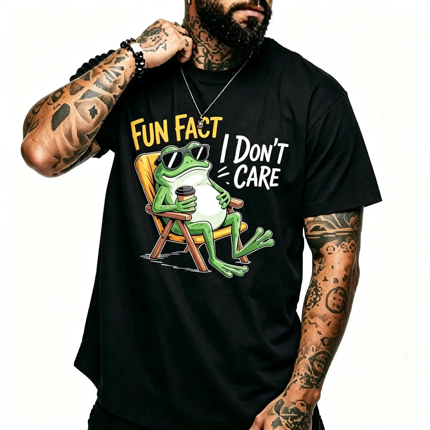 Funny Fun Fact I Don’t Care Funny Sarcastic Frog Sarcasm Animal Graphic Tee Casual Stylish T shirt Apparel