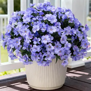 Artificial  for Outdoors Decoration, 5  Faux Hydrangea   Arrangements  for Indoor Outside Garden Front Porch Spring Summer Decor, Blue