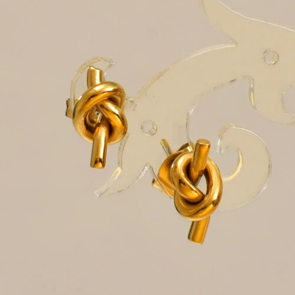 new Korean Fashion Stainless Steel Earrings For Women Trending Gold Color Simple Knot Earrings Ladies Kpop Accessories