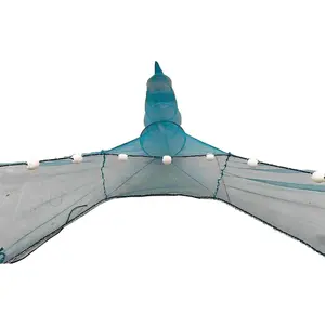 Fishing Net Mesh Trap 8m/10m Trailing Folding Crab Cage with Iron Chain Bobber for River Block Fishing