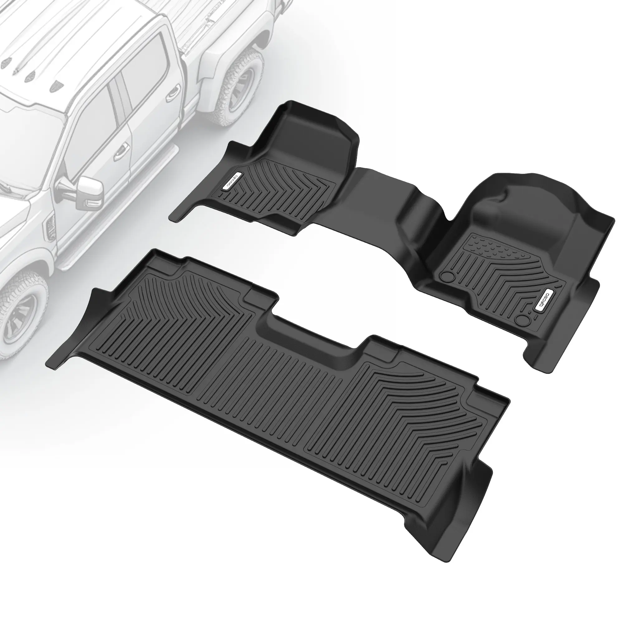 【fathersdaygift】OEDRO TPE Floor Mats Fits for 2017-2026 Ford F-250/F-350 Super Duty Crew Cab with 1st Row Bench Seat, with Under Storage Box, Custom Fit Black TPE All-Weather Protection Floor Liners