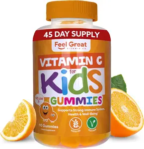 Feel Great Vitamin C Gummies for Kids - Orange Flavored & Vegetarian Gummies - 45 Day Supply