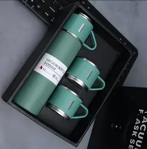 500ml Stainless Vacuum Flask Set - Anti-Leak Temperature-Control Dual-Tumbler Drinkware, Portable Insulated Bottles, Kitchen Accessory with Cups for Hot/Cold Beverages, Anti-Leak Vacuum Flasks