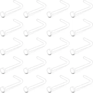 20g Clear Nose Studs Bioflex Nose Rings Retainer Acrylic Nose Rings for Work Spacer Plastic L Shaped Nose Stud Retainer Flexible Nose Piercing Retainer for Men Women bio flex