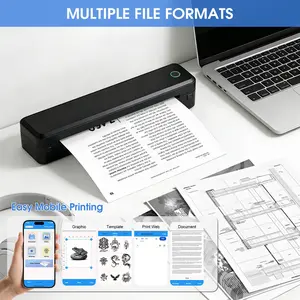 Portable A4 Thermal Printer, Bluetooth-compatible Photos Pdf Document Printing Machine, Folded Rolls Paper, for Office Work Home School Travel
