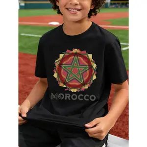 Colorful Geometric Star Pattern Unisex Kids T-Shirt, Perfect for Casual Daily Wear And Back-To-School