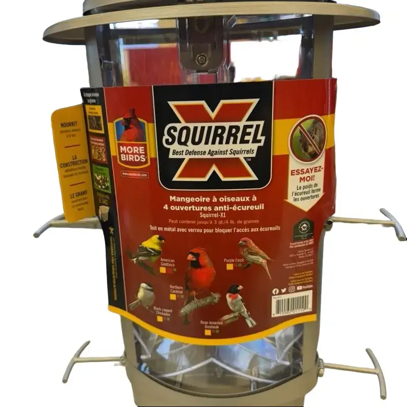 Squirrel X 4 Port Squirrel Resistant Bird Feeder, Anti-Squirrel, Protects Food