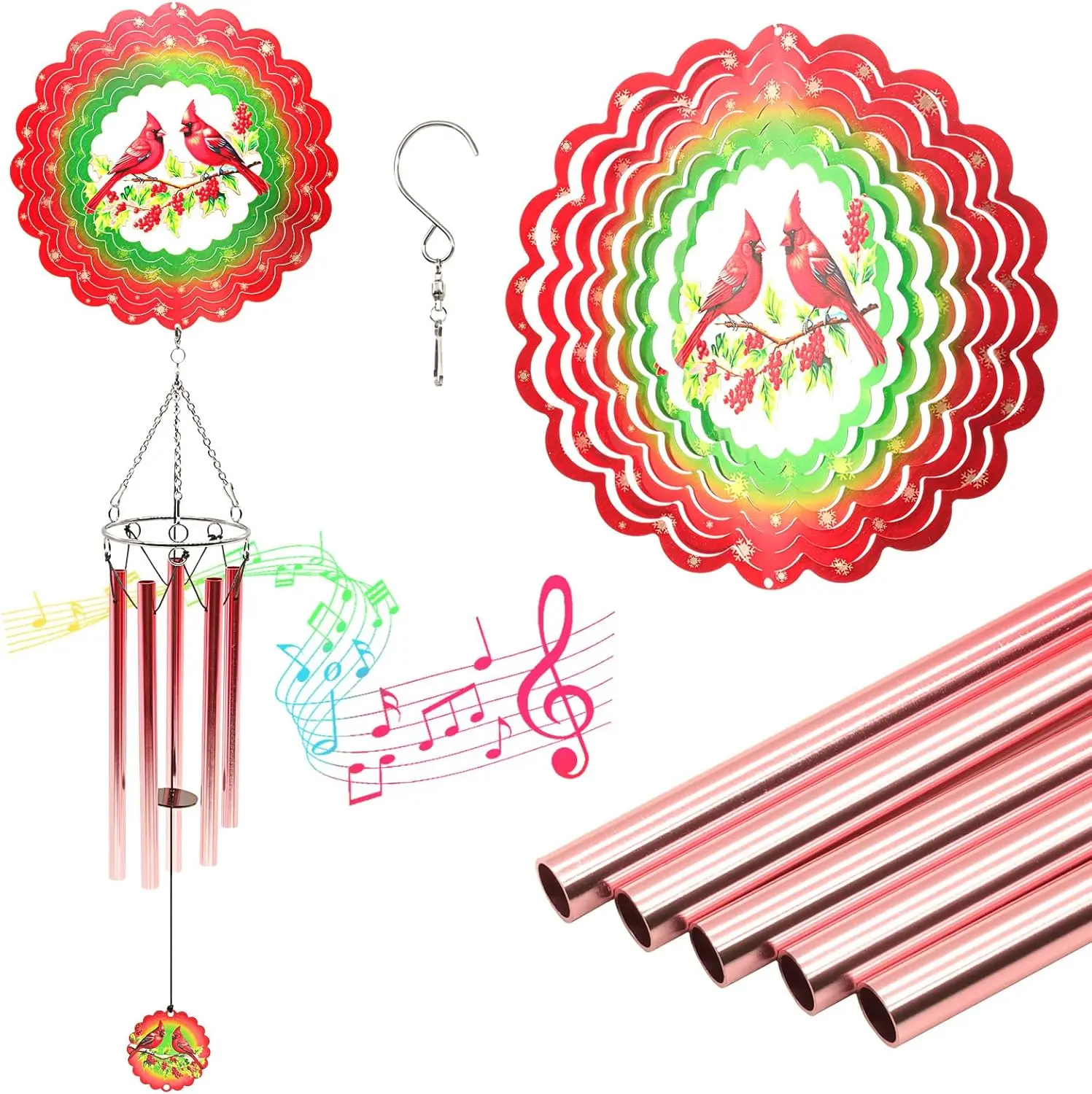 Wind Chimes with Cardinal Wind Spinner, Mom Gifts for Mothers Day Grandma Mom Women Birthday Retirement Teacher, 31" Windchimes Outdoor Decor Hanging Mobile for Garden Porch Patio Backyard