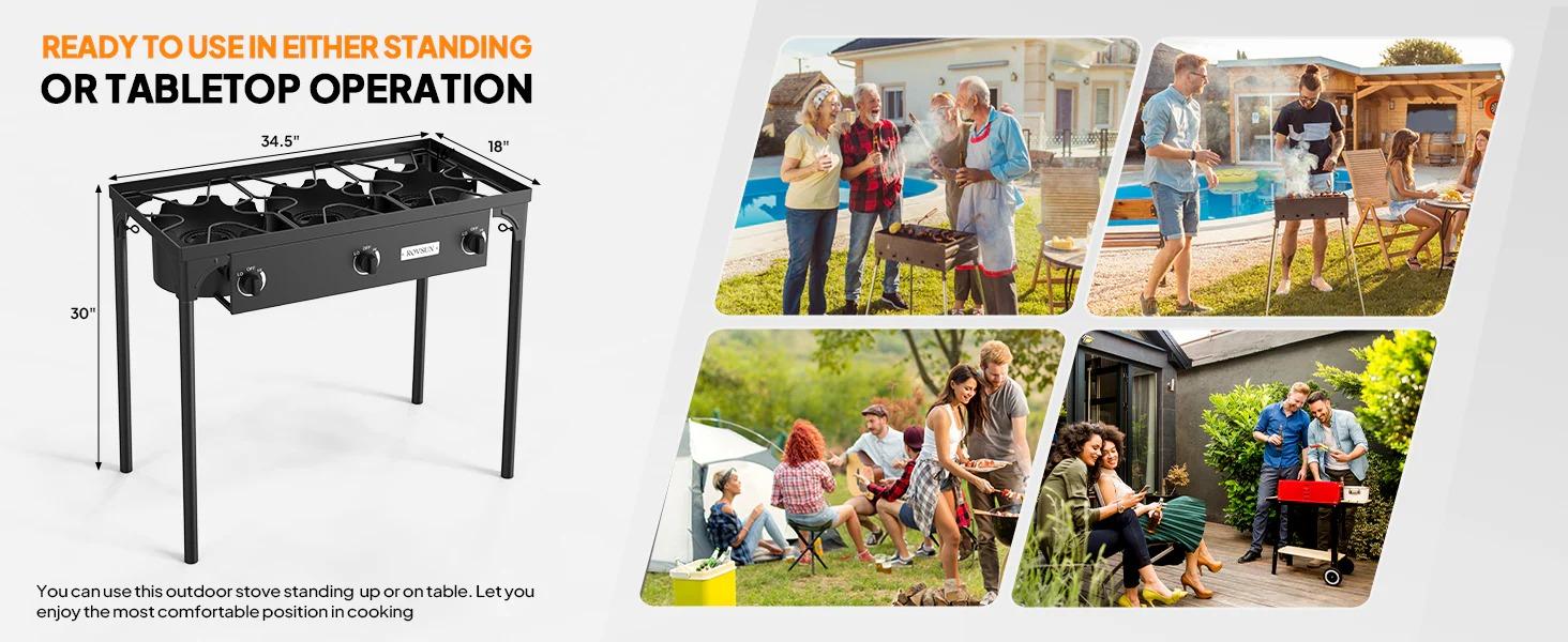 [TOP RATED - FLASH SALE] ROVSUN 3-Burner 225000 BTU Outdoor Camping Propane Stove
