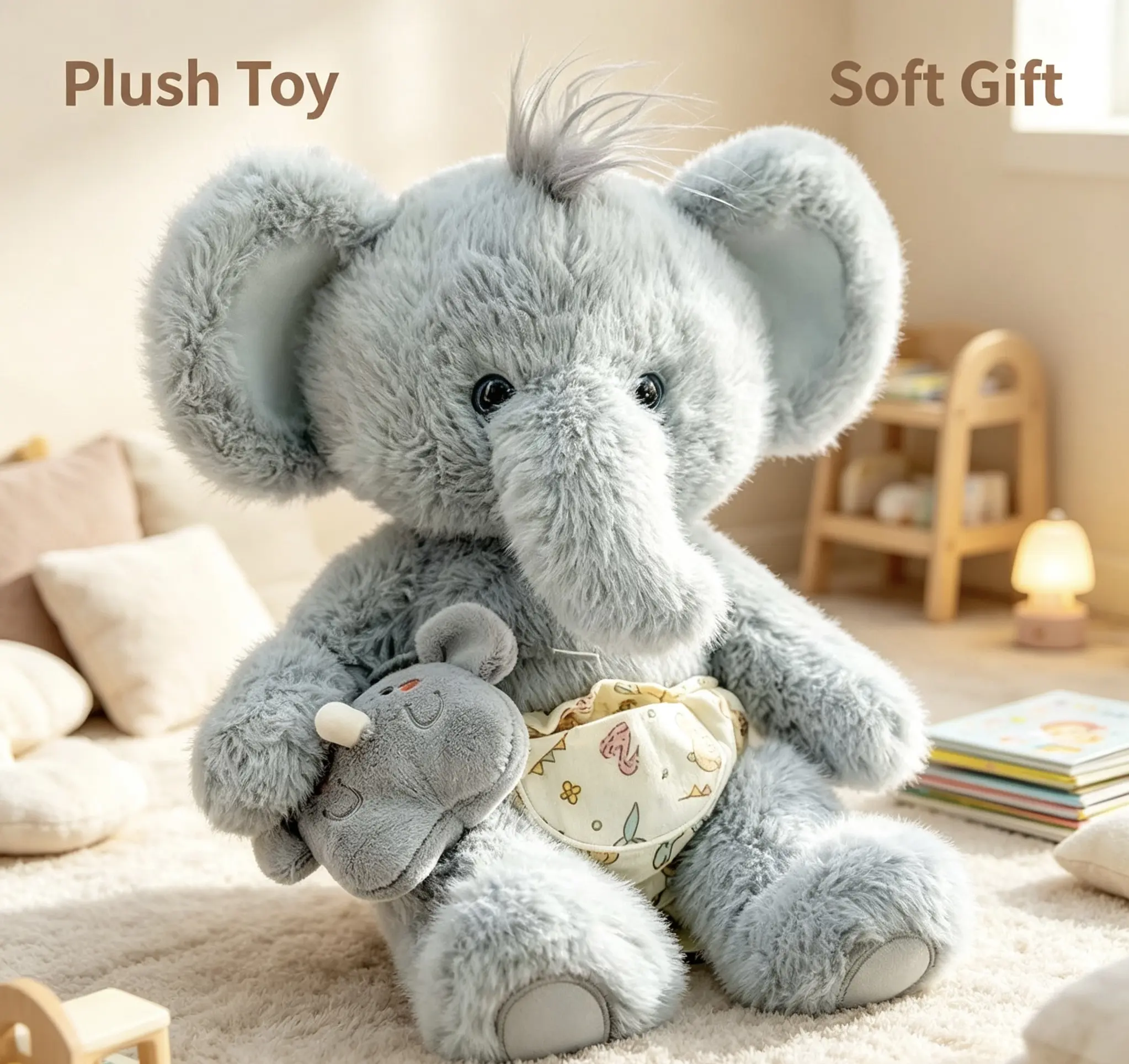 Cute elephant plush toy, cloth doll, girl plush toy