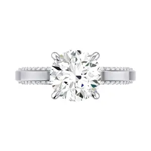 Platinum 0.43 ctw Natural 3 Center Lab-Grown Diamond Round Engagement Ring