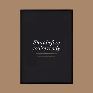 Motivational "Start Before You're Ready" Quote Print, Black Gold Luxury Poster, A3 220 GSM Premium Hard Paper, Home Office Room Decoration Gift for Entrepreneurs