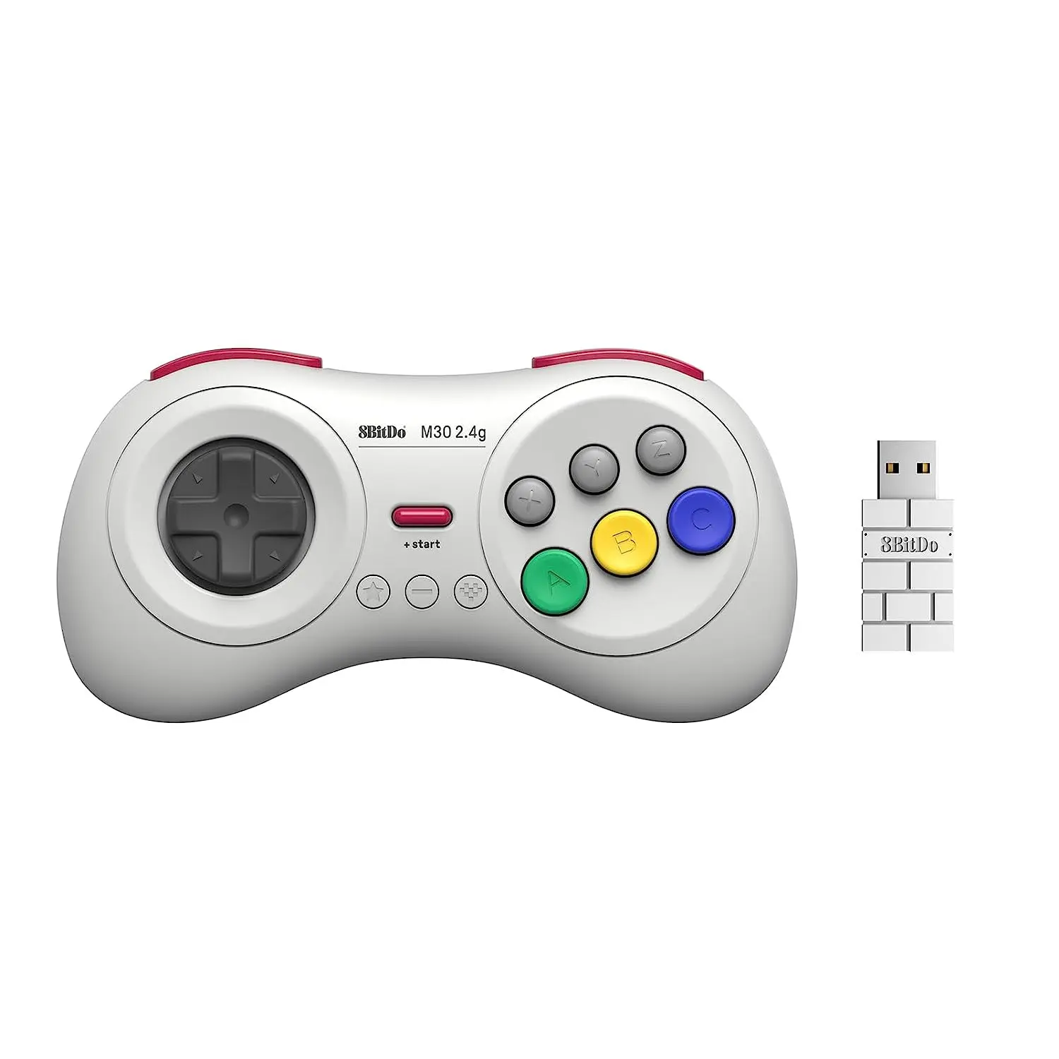 8Bitdo M30 2.4G Wireless Gamepad Controller with Turbo Buttons - Console Accessories for Sega Genesis Mini, Mega Drive Mini, Nintendo Switch (White)
