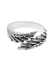 Vintage Angel Wing Feather Open Adjustable Ring | Silver Plated Boho Style | Luxury Gift Box | Unisex High-end Jewelry for Christmas, Birthday & Daily Wear