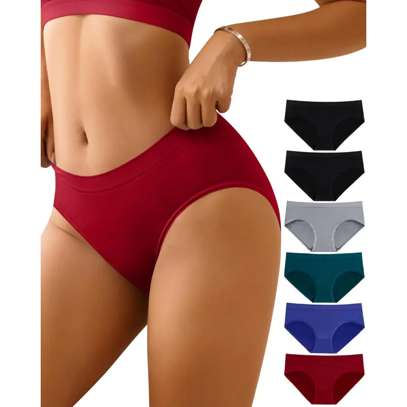 Womens Underwear Seamless Hipster Panties Wicking Underwear Soft Stretch Breathable Ladies Low Waisted Underwear