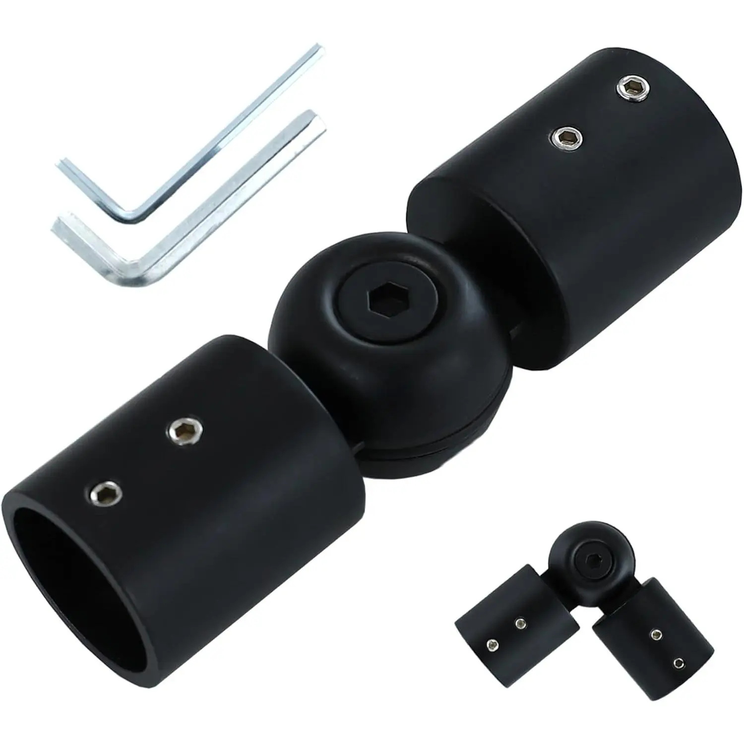 1" Window Corner Curtain Rod Connector 1 count Black, Adjustable Curtains Pole Hinged Elbow Rods Extender for Bay Window Curtain Rods or Corner Drapery Blinds Rods