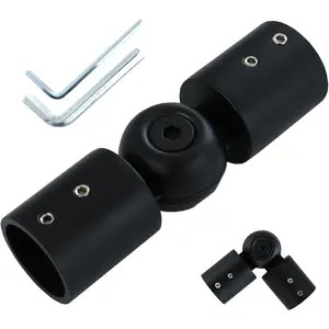 1" Window Corner Curtain Rod Connector 1 count Black, Adjustable Curtains Pole Hinged Elbow Rods Extender for Bay Window Curtain Rods or Corner Drapery Blinds Rods