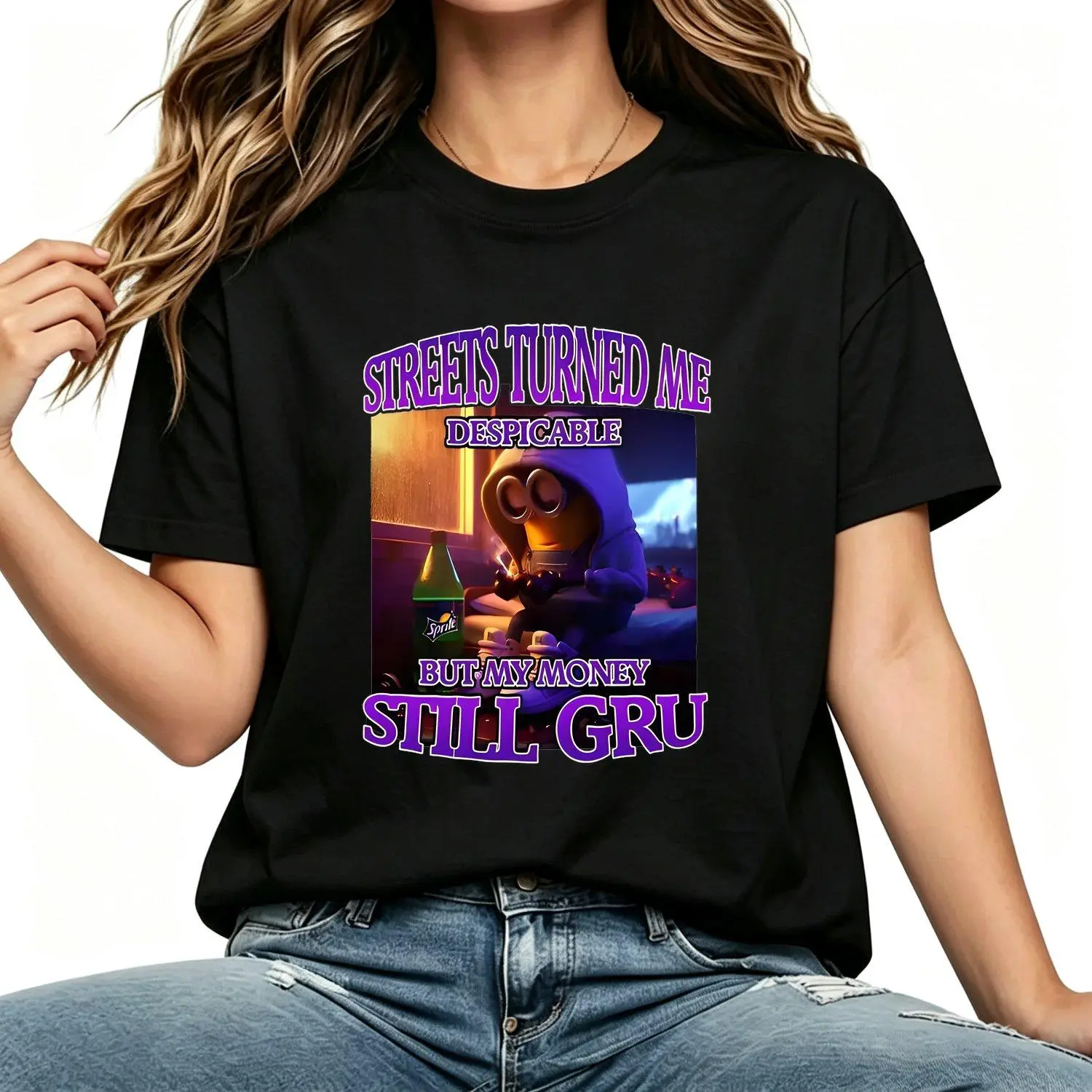Street Inspired Despicable Meme T Shirt My Money Still Cartoon Crew Character Artwork Printed Graphic Top Women Urban Vintage Humor Casual