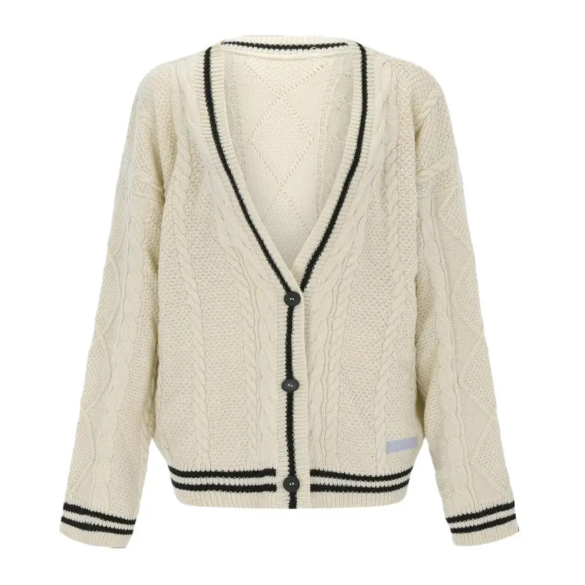 DUTUT Women Oversized Knit Cardigan Sweater 1989 Outfit Button Long Sleeve Vneck Womenswear Tops Knitting Comfort Casual Striped Knitwear Underwear Outerwear Beige
