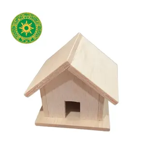 Casitas de Madera Wooden House with Front Door and Slanted Roof, Simple Design, Ideal for Home Decor