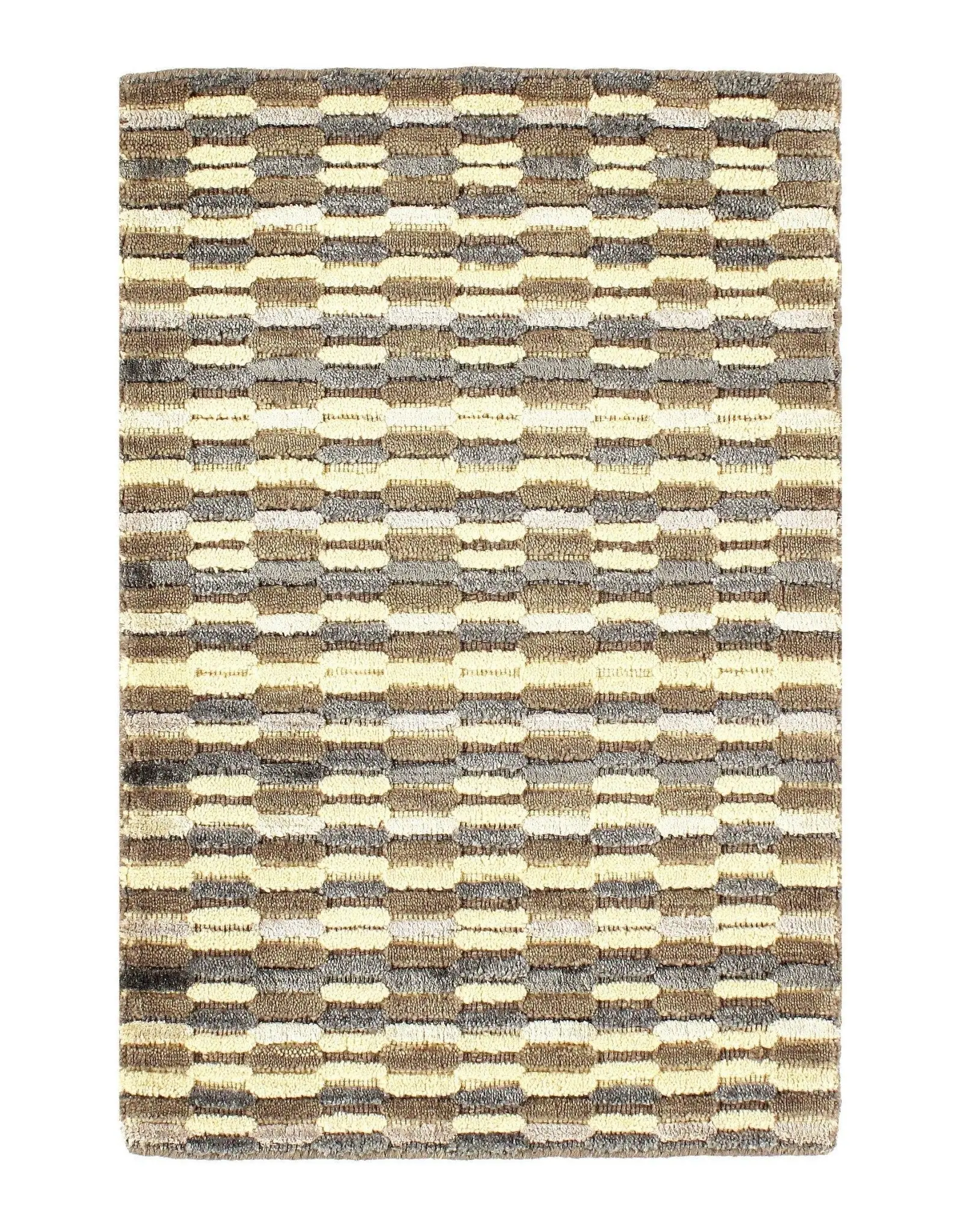 Canvello Modern Earth-tone Hand-made Bamboo Silk Indo Rug - 2' x 3'