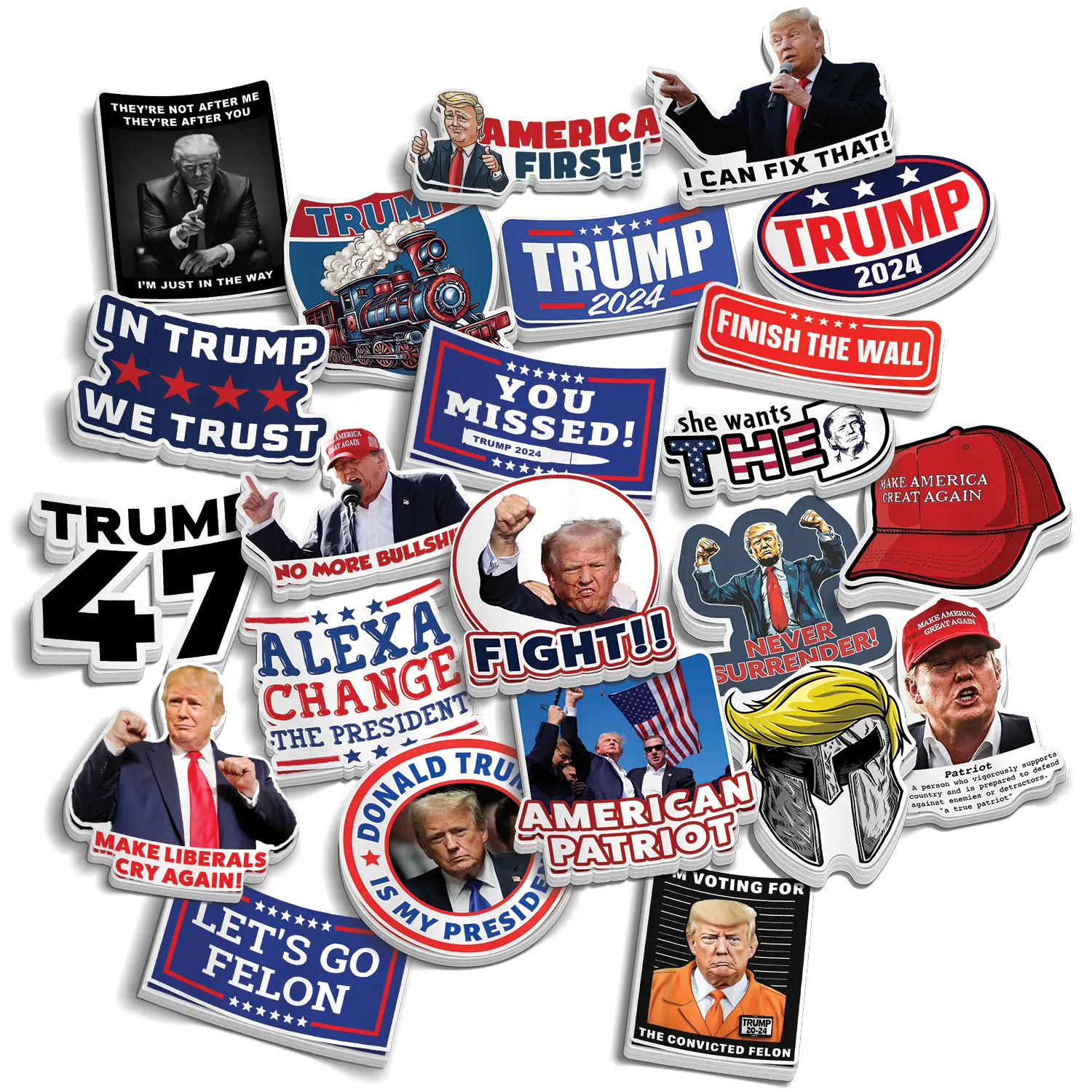 Trump 33 Piece Sticker Pack - Make American Great Again Decor Decorative Gift Tiles Sticker