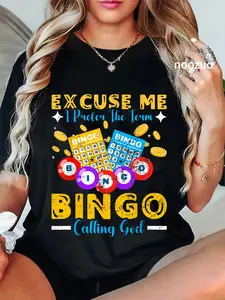 100% Cotton Unisex EXCUSE ME I Paelea The Team bingo BINGO Calling God Bingo Caller Design T-Shirt Christ Christian Tops