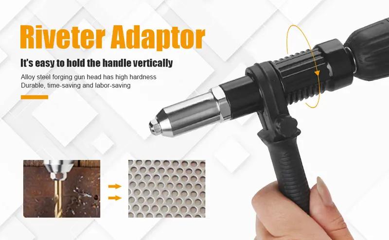 Cordless Rivet Gun Drill Attachment with Free Rivets, Power Riveting Tool Kit for Cordless Power Drill, Easy Manual Rivet Gun Adapter for Home & Industrial Use