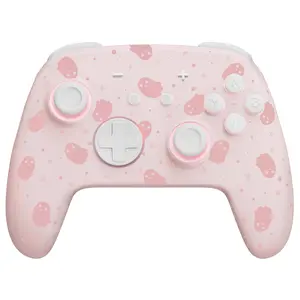 FUNLAB [Luminous Pattern] Switch Pro Controller Compatible with Switch/OLED/Lite, Firefly Switch Controller Wireless Gamepad with 7 LED Colors/Paddle/Turbo for Halloween - Ghost Pink