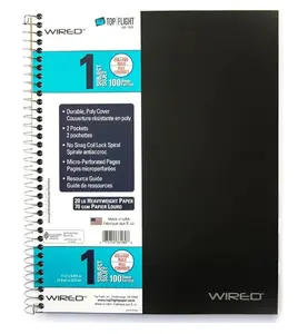 Top Flight Wired 1-Subject Notebook, 100 Sheet