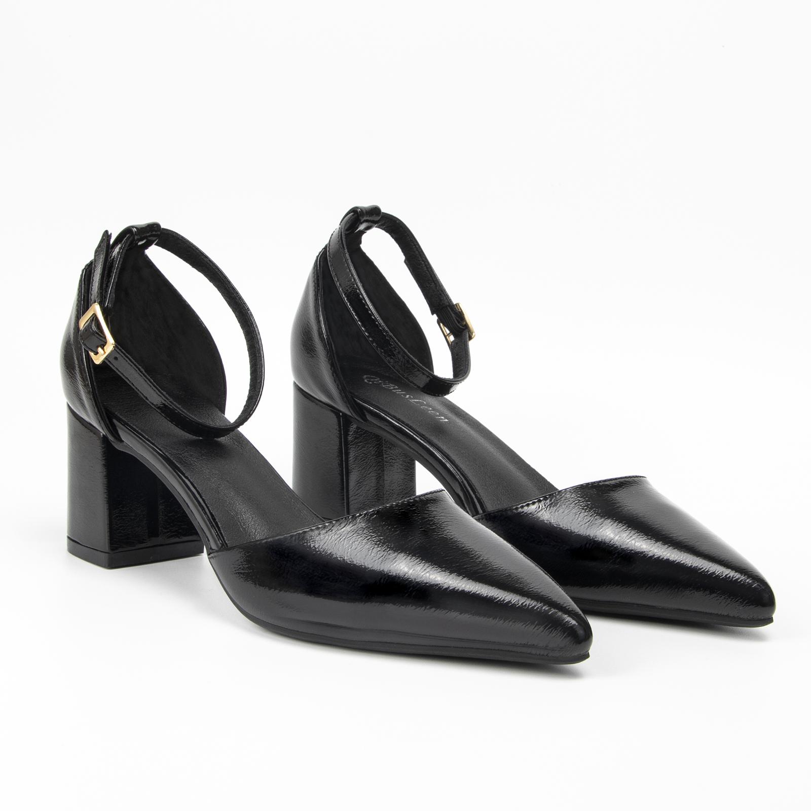 Women's Pointed Toe High Heels, Trendy Ankle Buckle Strap Chunky Heels, Versatile Dress Office Shoes 2.4 Inch