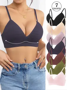 Women's Colorblock Print Wireless Bralette, Casual Comfortable Breathable Bra, Lingerie for All Seasons, Ladies Clothing, Casual Comfy Bras