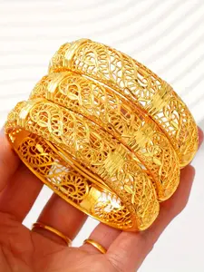 Women's Fashion Hollow Out Bracelet, Copper Cuff, Handmade Ethnic Style, Wedding Jewelry, Casual Accessory for All Seasons