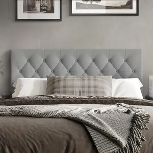 Favorer Gunnison Tufted Upholstered Headboard – Linen Fabric, Padded Button Tufted Design