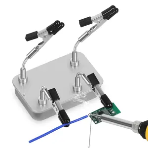 Magnetic Auxiliary Hand Soldering Tool Kit Pcb Stand with 4 Flexible Clamps and Metal Storage Box, Ideal for Soldering and Model Painting