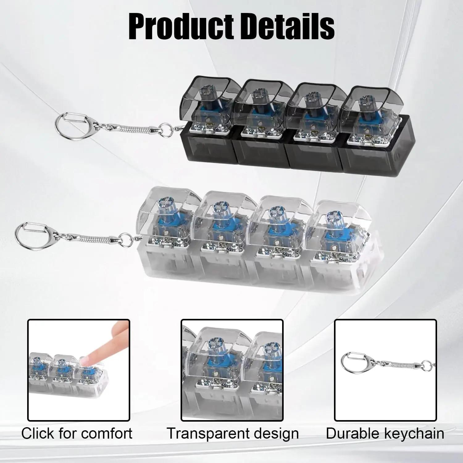 LED Keyboard Keychain Fingertip Toy – Mechanical Clicky Toy for Stress Relief Fun Light-Up Pendant for Kids & Adults Anxiety Relief Gift for Boys & Girls Valentine's Day Present