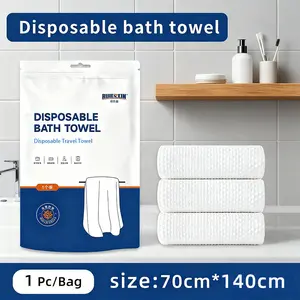 Five Portable Disposable Bath Towels Individually Packaged 27.56x55 Inches Soft Non-Irritating for Travel Outdoor Use Easy to Carry