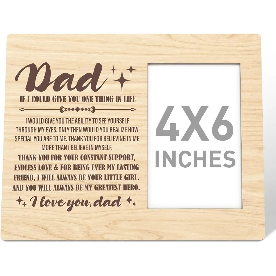 Dad Gift Wood Photo Frame, You Will Always Be My Greatest Hero, Christmas Birthday Father's Day Picture Frame Gifts for Dad Father from Daughter Best Dad Ever Gift