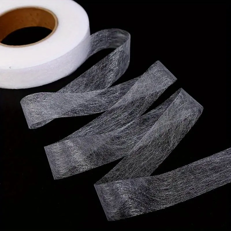 1 Roll - 2362.2inch White Double-Sided Non-Woven Interlining Adhesive Tape, Iron-On Hemming Tape for Pants & Clothes - Waterproof, Easy Edge Shortening & Repair Solution, DIY Sewing Projects, Clothing Repair, Double Sided Sticky