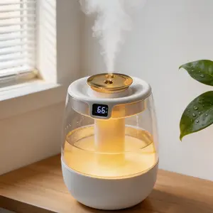 J10 2L Quiet Cool Mist Humidifier - Dual Spray, Digital Display, 3 Mist Modes, Night Light - For Bedroom Plants Office Dorm Home Car - Ideal for Women, Kids, Plant Lovers - Great Gift for Christmas, Birthday, Housewarming