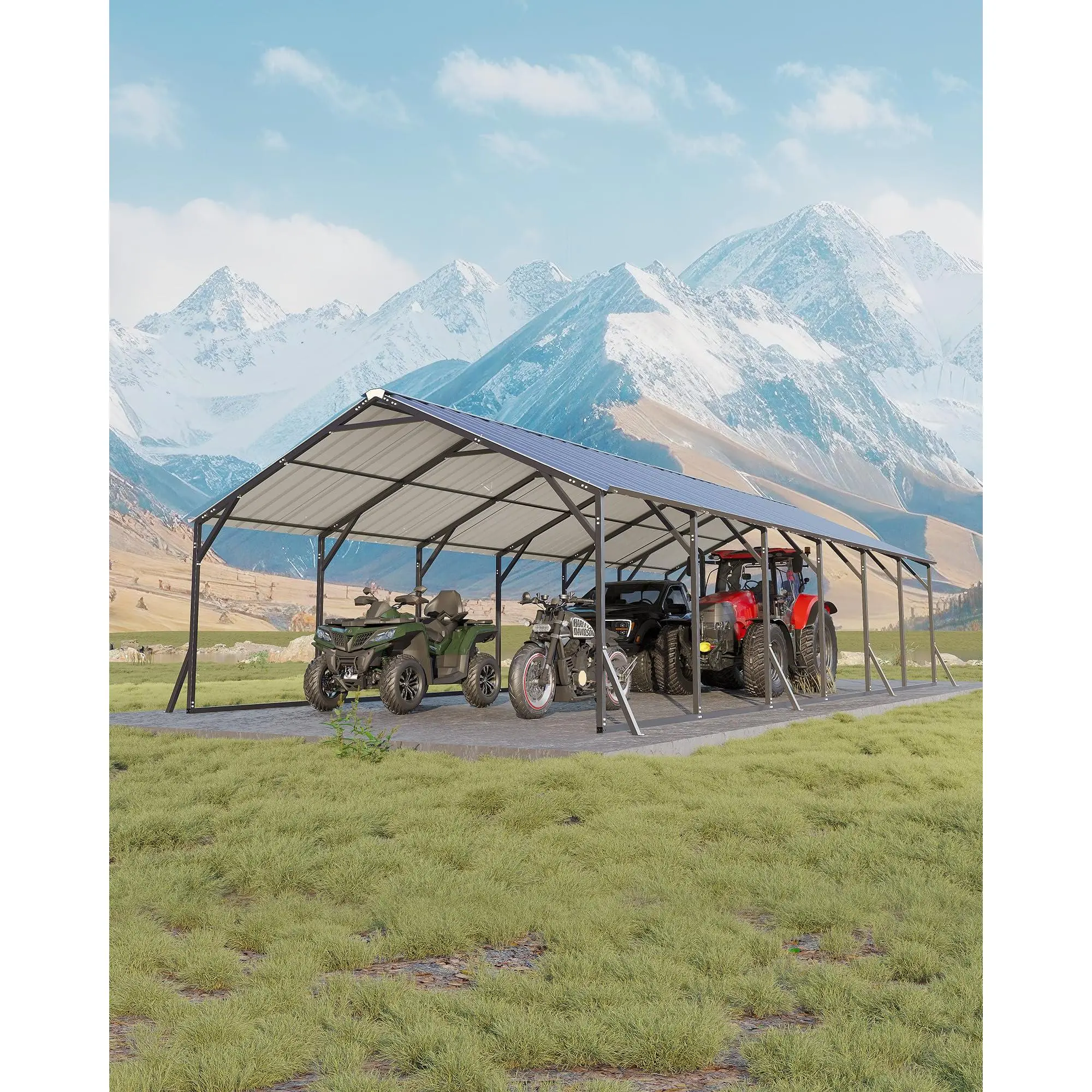 All-Weather Vertical Roof Metal Shelter 20x30FT, Heavy-Duty Steel Carport for Multi-Vehicle Outdoor Storage
