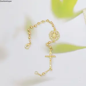 New Arrival Gold Cross Bracelet for Women, Adjustable Virgin Mary Religious Charm Bracelet, Elegant Dainty Wrist Jewelry, Minimalist Faith Inspired Accessory for Daily Wear & Gift Giving