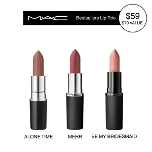 M.A.C Bestsellers Lip Trio - Top Shades Alone Time,Mehr & Be My Bridesmaid